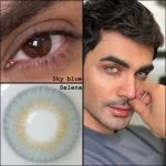 لنز سلنا اسکای بلو آبی روشن مرکز عسلی