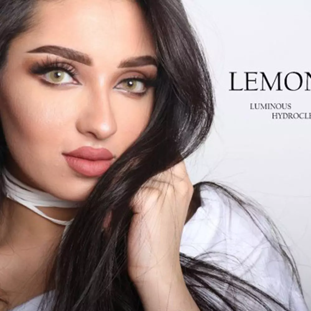 لنز چشم رنگی لومینس رنگ لمون عسلی سبز بدون دور