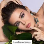 لنز چشم رنگی لومینس رنگ لمون عسلی سبز بدون دور