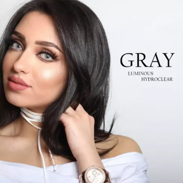 لنز چشم رنگی لومینس رنگ گری طوسی با ته مایه آبی روشن بدون دور