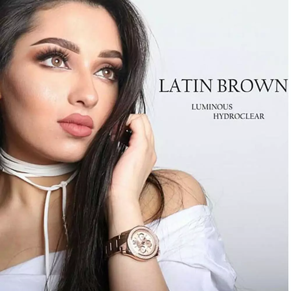 لنز چشم رنگی لومینس رنگ لاتین براون قهوه ای عسلی متوسط روشن دور دار